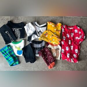 Lot of 7 Baby boy pajamas 18 Months Star Wars, Skeleton, Baby Gap, Holiday